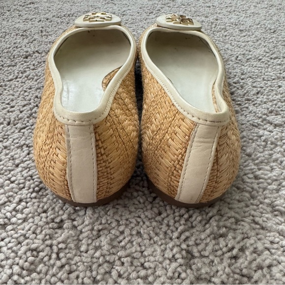 Tory Burch Flats Size 7 Reva Raffia Straw Woven Leather Ballet Slip On - Picture 5 of 11